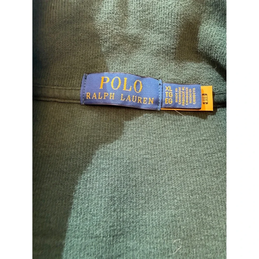 Polo Ralph Lauren Mens XL Hunter Green Cotton Quarter‎ Zip Vintage Sweater